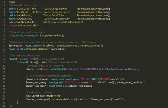 Twitter API - Automatische tweet